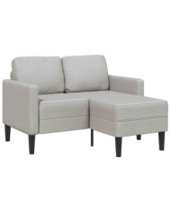 Canapé 2 places avec méridienne en L gris nuage 125 cm tissu | Mobilier & Déco