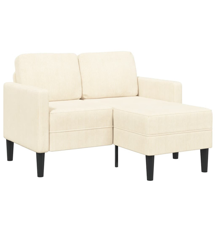 Canapé 2 places avec méridienne en L crème 125 cm lin | Mobilier & Déco