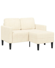 Canapé 2 places avec méridienne en L crème 125 cm lin | Mobilier & Déco