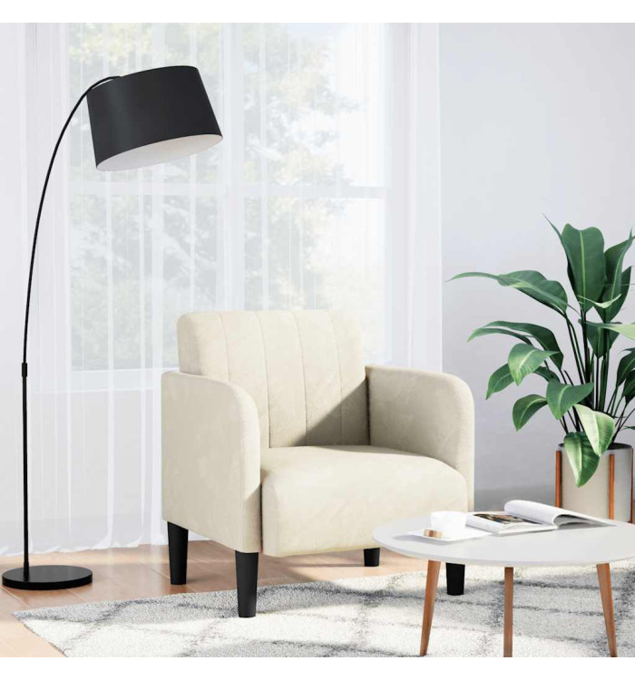 Fauteuil avec accoudoirs crème 54 cm velours | Mobilier & Déco