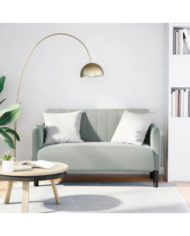 Canapé causeuse gris clair 109 cm velours | Mobilier & Déco