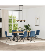 Chaises à manger lot de 6 bleu tissu | Mobilier & Déco