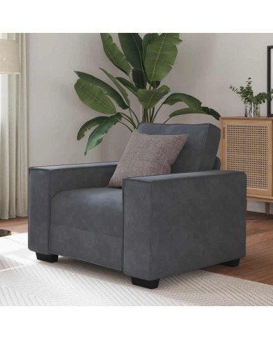 Fauteuil gris foncé 60 cm velours | Mobilier & Déco