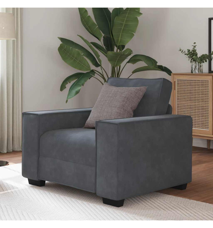 Fauteuil gris foncé 60 cm velours | Mobilier & Déco