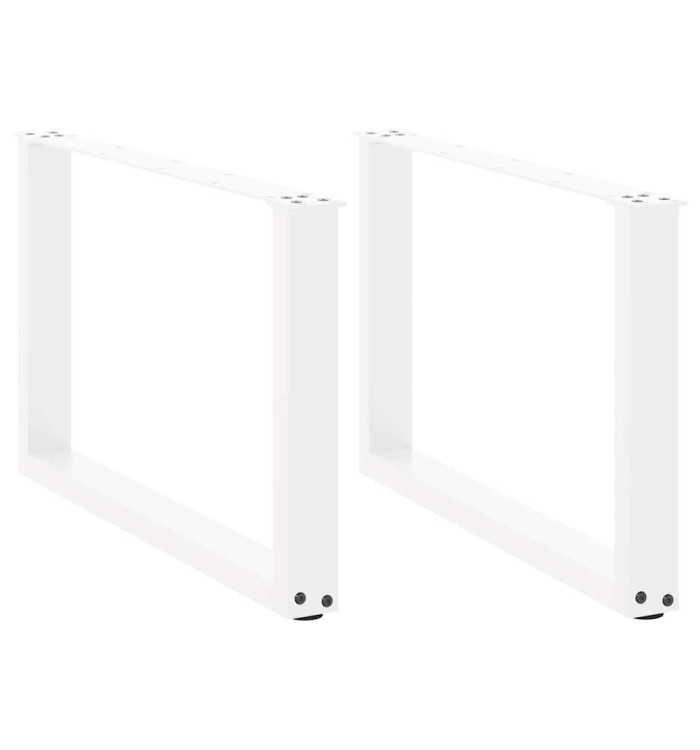 Pieds de table basse en U 2 pièces Blanc 60 x (42-43) cm Acier | Mobilier & Déco
