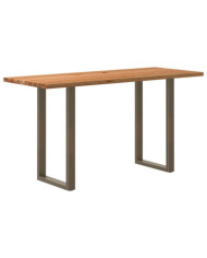 Table de bar rectangulaire en bois massif de chêne marron clair 200 x 80 x 102 cm | Mobilier & Déco