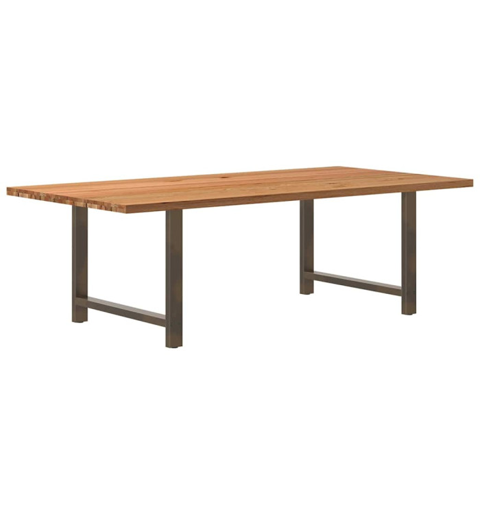 Table à manger marron clair bois de chêne massif rectangulaire | Mobilier & Déco