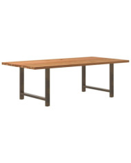Table à manger marron clair bois de chêne massif rectangulaire | Mobilier & Déco