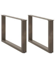 Pieds de table basse en U, 2 pièces, acier naturel, 60 x (42-43) cm | Mobilier & Déco