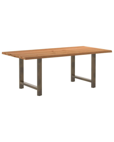 Table à manger marron clair bois de chêne massif rectangulaire | Mobilier & Déco