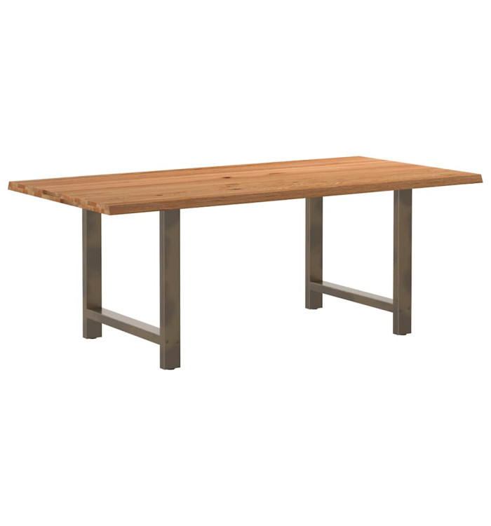 Table à manger marron clair bois de chêne massif rectangulaire | Mobilier & Déco