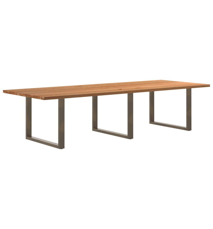 Table à manger marron clair bois de chêne massif rectangulaire | Mobilier & Déco