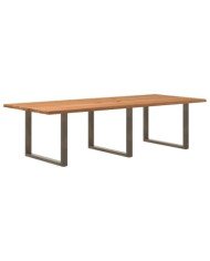 Table à manger marron clair bois de chêne massif rectangulaire | Mobilier & Déco