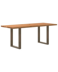 Table à manger marron clair bois de chêne massif rectangulaire | Mobilier & Déco