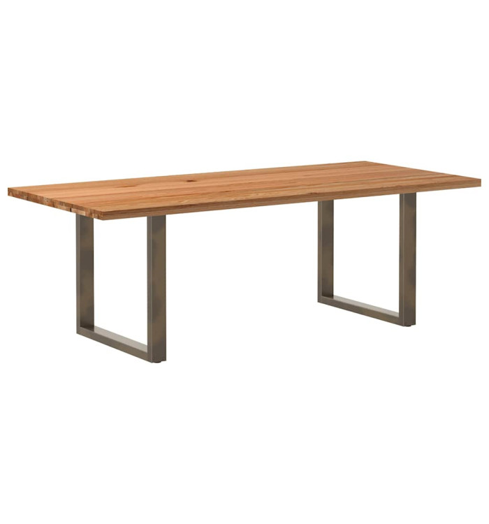 Table à manger marron clair bois de chêne massif rectangulaire | Mobilier & Déco