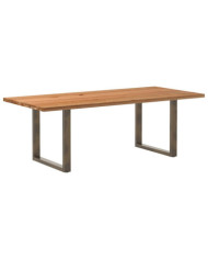 Table à manger marron clair bois de chêne massif rectangulaire | Mobilier & Déco