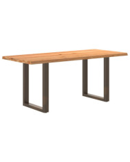 Table à manger marron clair bois de chêne massif rectangulaire | Mobilier & Déco