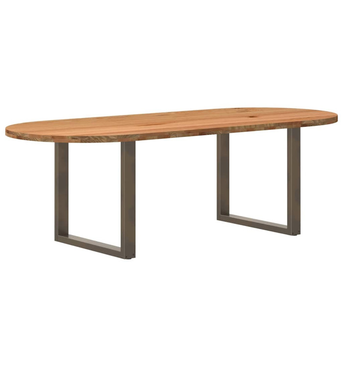 Table à manger marron clair bois de chêne massif ovale | Mobilier & Déco