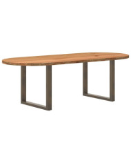 Table à manger marron clair bois de chêne massif ovale | Mobilier & Déco