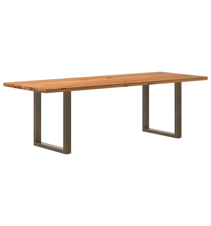 Table à manger marron clair bois de chêne massif rectangulaire | Mobilier & Déco