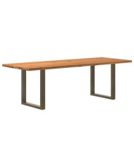 Table à manger marron clair bois de chêne massif rectangulaire | Mobilier & Déco