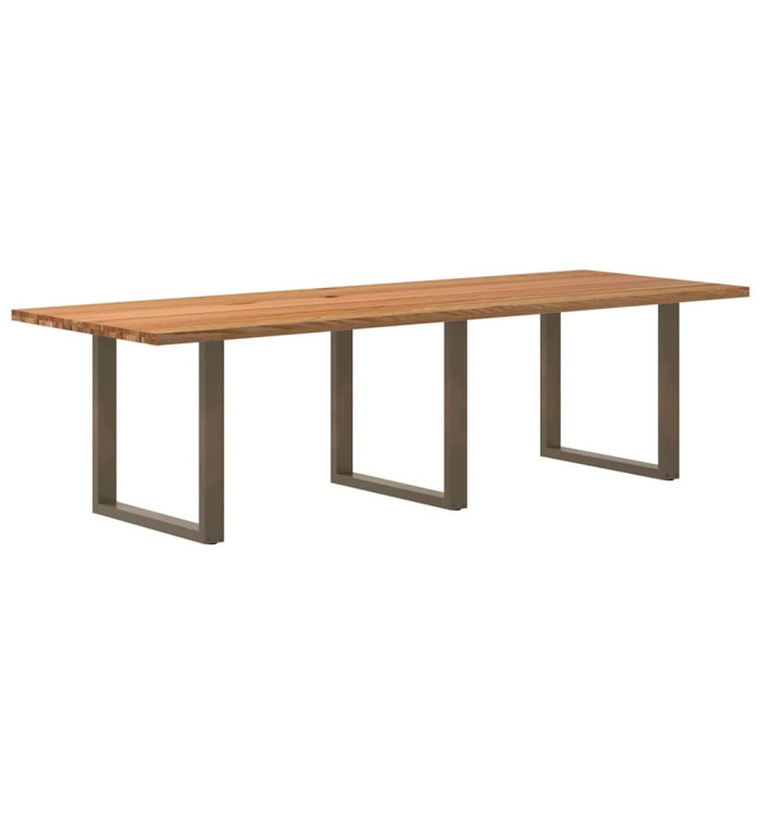 Table à manger marron clair bois de chêne massif rectangulaire | Mobilier & Déco