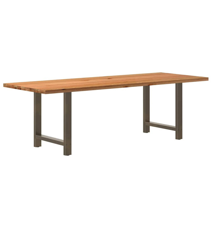 Table à manger marron clair bois de chêne massif rectangulaire | Mobilier & Déco