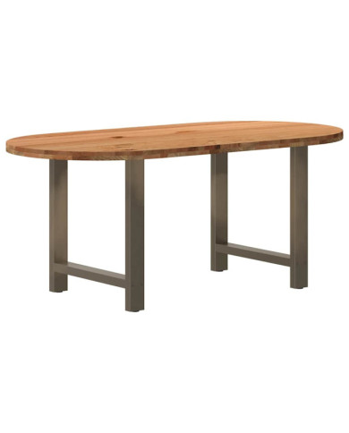 Table à manger marron clair bois de chêne massif ovale | Mobilier & Déco