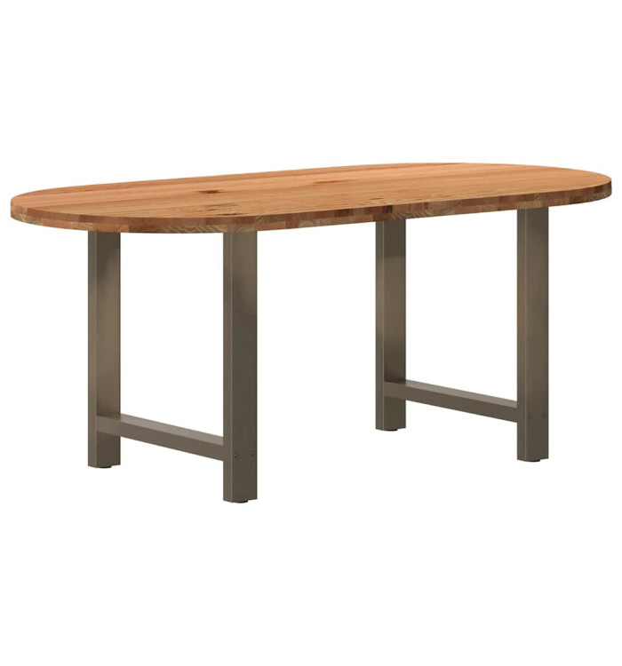 Table à manger marron clair bois de chêne massif ovale | Mobilier & Déco