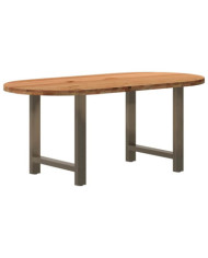 Table à manger marron clair bois de chêne massif ovale | Mobilier & Déco