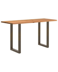 Table de bar rectangulaire en chêne massif avec bords naturels 200 x 80 x 112 cm | Mobilier & Déco