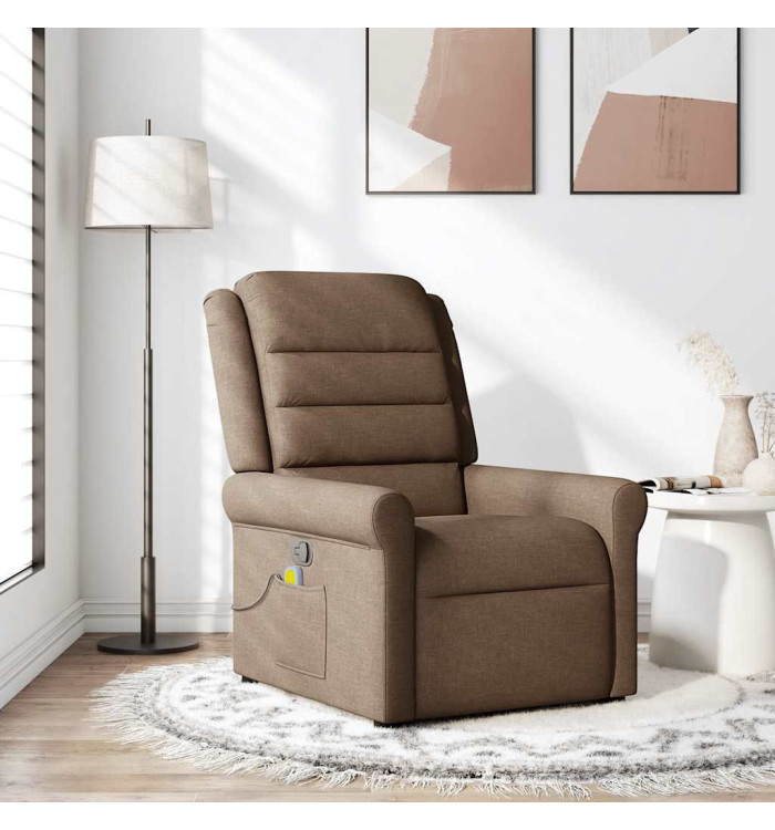 Fauteuil de massage inclinable Marron Tissu | Mobilier & Déco