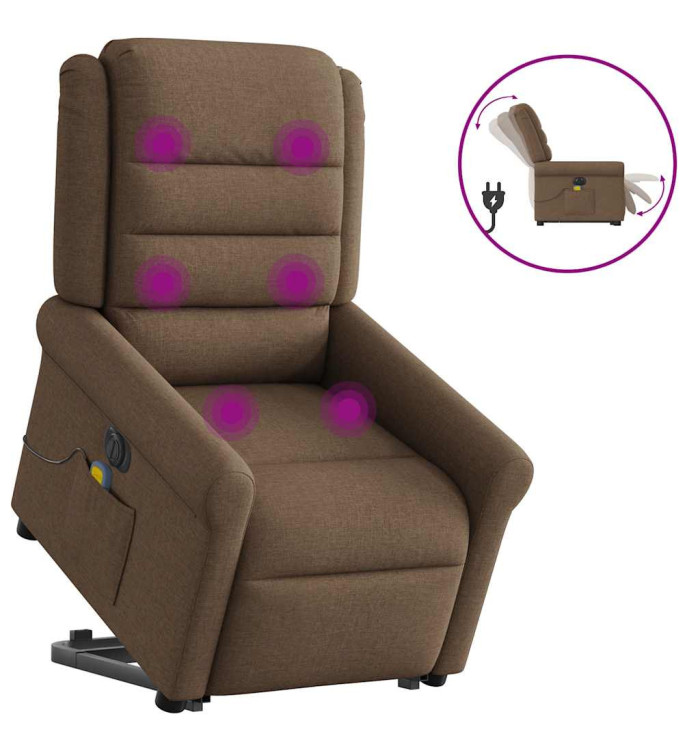 Fauteuil inclinable de massage électrique Marron Tissu | Mobilier & Déco