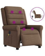 Fauteuil inclinable de massage électrique marron tissu | Mobilier & Déco