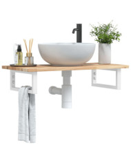 Étagère de vasque murale acier et bois massif d'acacia | Mobilier & Déco