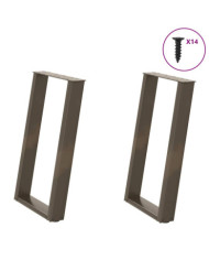 Pieds de table à manger en forme de U, 2 pièces, acier naturel, 60 x (72-73) cm | Mobilier & Déco