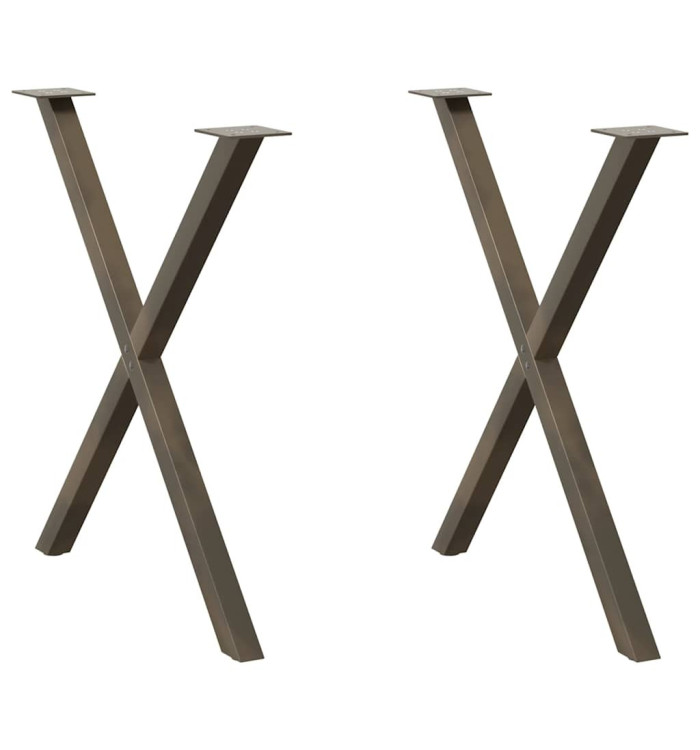 Pieds de table à manger en forme de X, 2 pièces, acier naturel, 70 x (72-73) cm | Mobilier & Déco