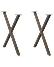 Pieds de table à manger en forme de X, 2 pièces, acier naturel, 70 x (72-73) cm | Mobilier & Déco