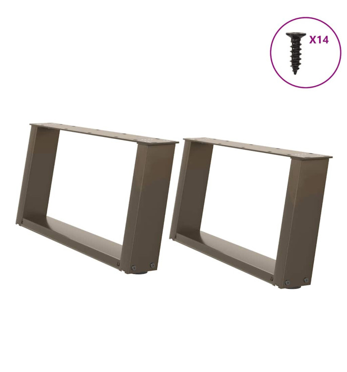 Pieds de table basse en U 2 pièces Acier naturel 60 x (30-31) cm Acier | Mobilier & Déco
