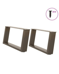 Pieds de table basse en U 2 pièces Acier naturel 60 x (30-31) cm Acier | Mobilier & Déco