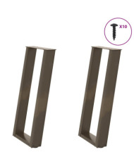Pieds de table console en U, 2 pièces, acier naturel, 28 x (72-73) cm | Mobilier & Déco