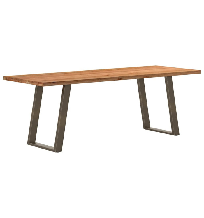 Table à manger marron clair bois de chêne massif rectangulaire | Mobilier & Déco