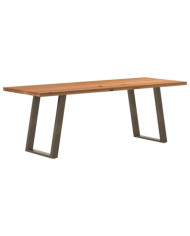 Table à manger marron clair bois de chêne massif rectangulaire | Mobilier & Déco