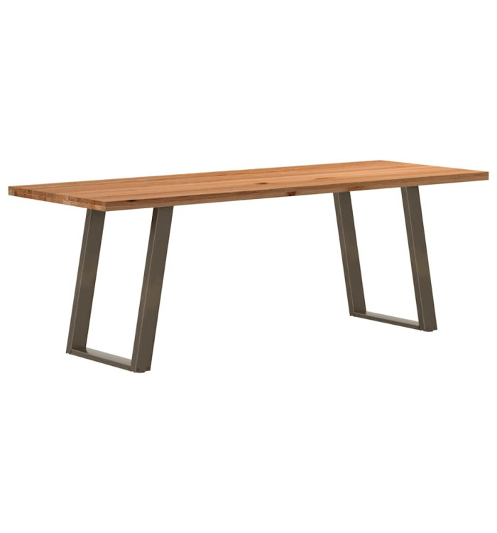 Table à manger marron clair bois de chêne massif rectangulaire | Mobilier & Déco