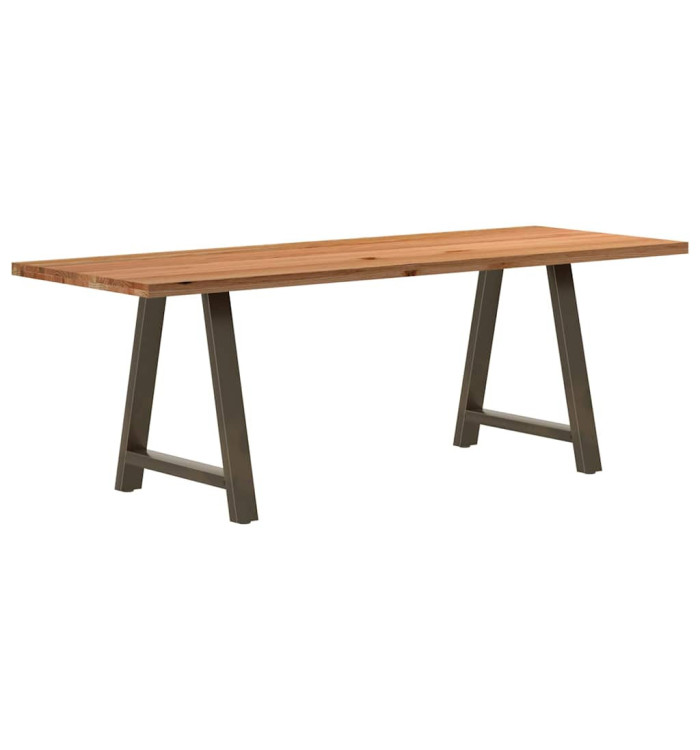 Table à manger marron clair bois de chêne massif rectangulaire | Mobilier & Déco