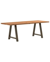 Table à manger marron clair bois de chêne massif rectangulaire | Mobilier & Déco