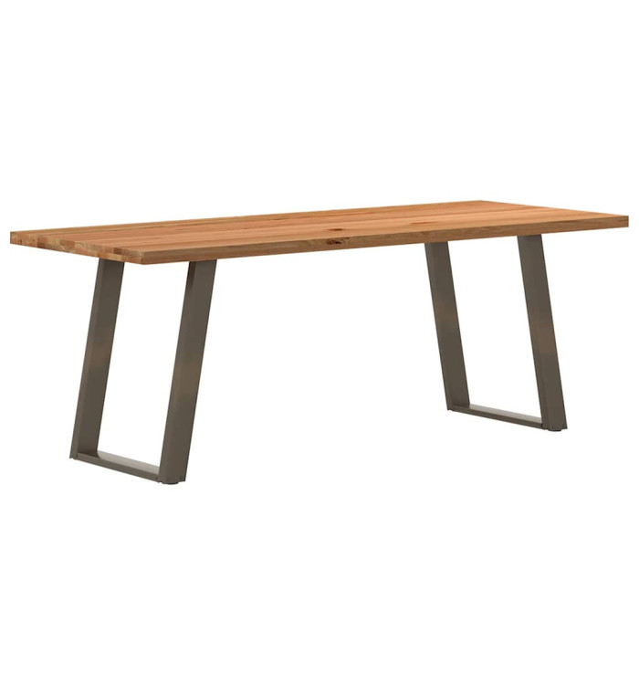 Table à manger marron clair bois de chêne massif rectangulaire | Mobilier & Déco