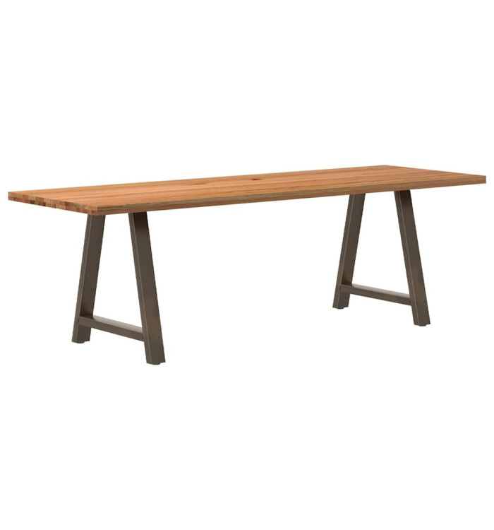 Table à manger marron clair bois de chêne massif rectangulaire | Mobilier & Déco