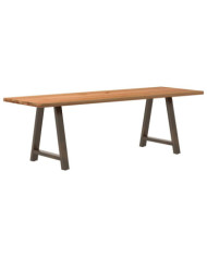 Table à manger marron clair bois de chêne massif rectangulaire | Mobilier & Déco