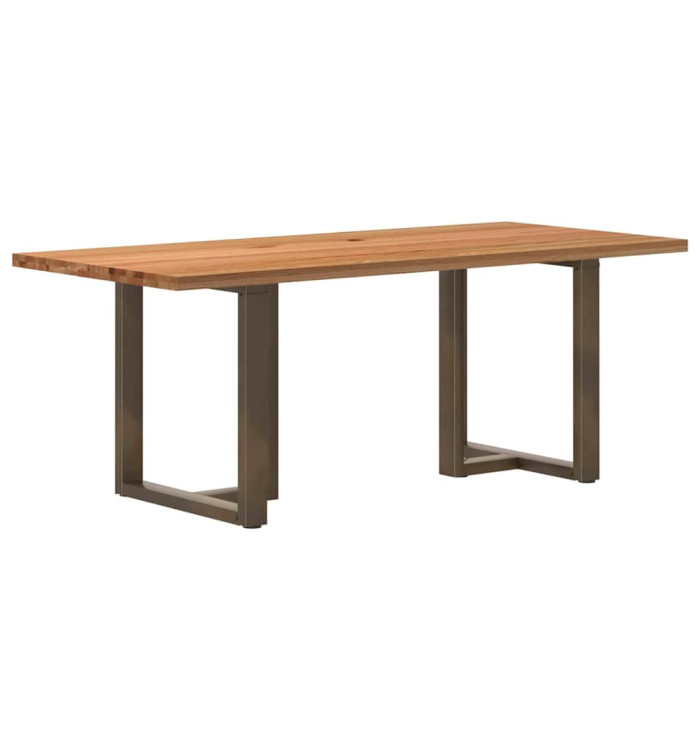 Table à manger marron clair bois de chêne massif rectangulaire | Mobilier & Déco